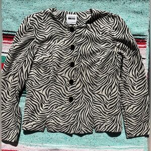 vintage zebra print blazer/long sleeve top